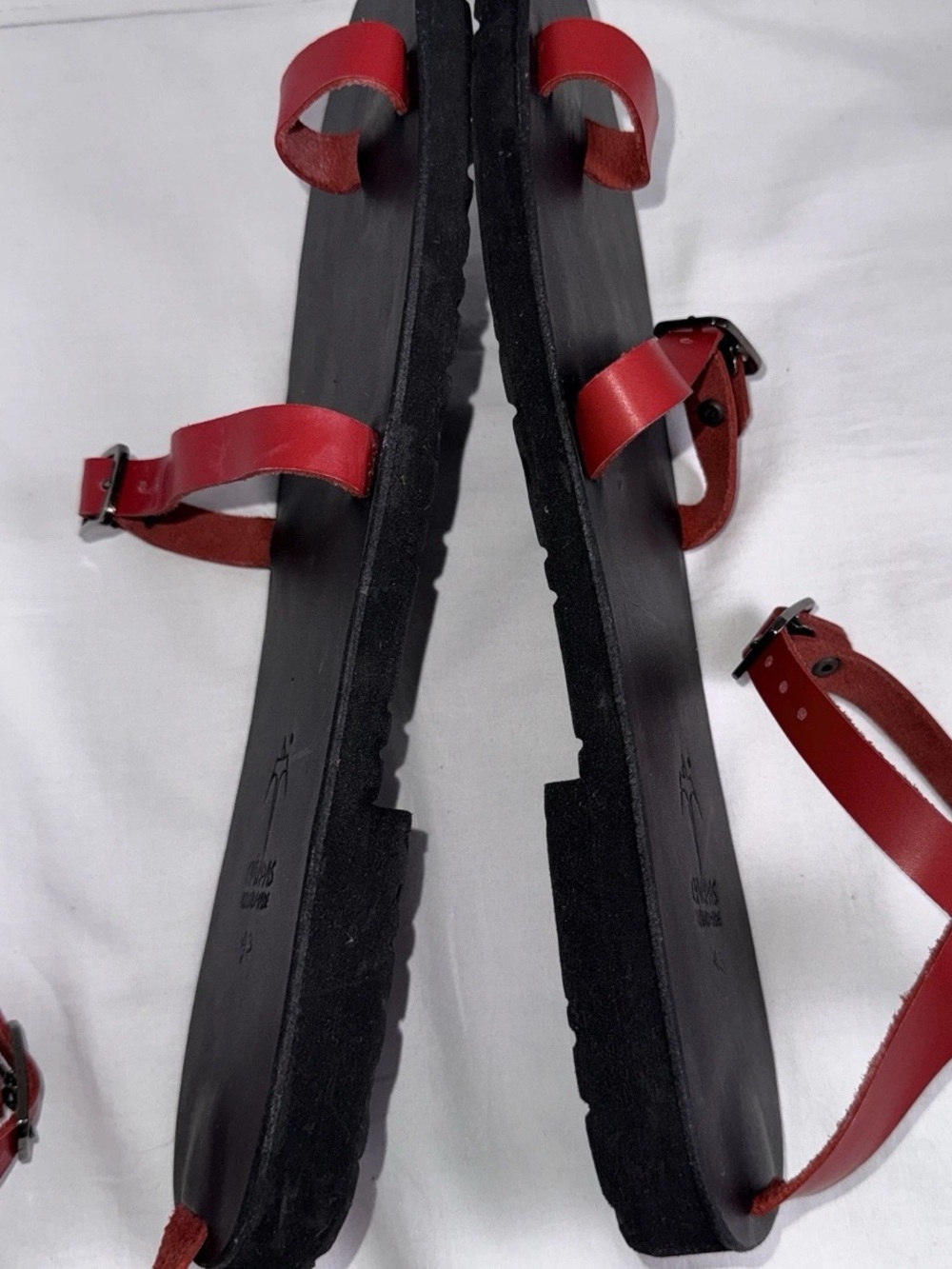 Calpas Men’s Sandal EU 43 US 11 Gladiator Toe Ring Hand Made Red Black - Picture 7 of 10